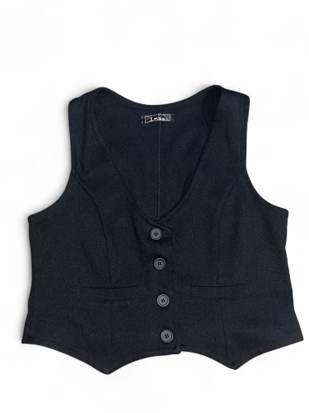iris Charcoal Black Herringbone Vest